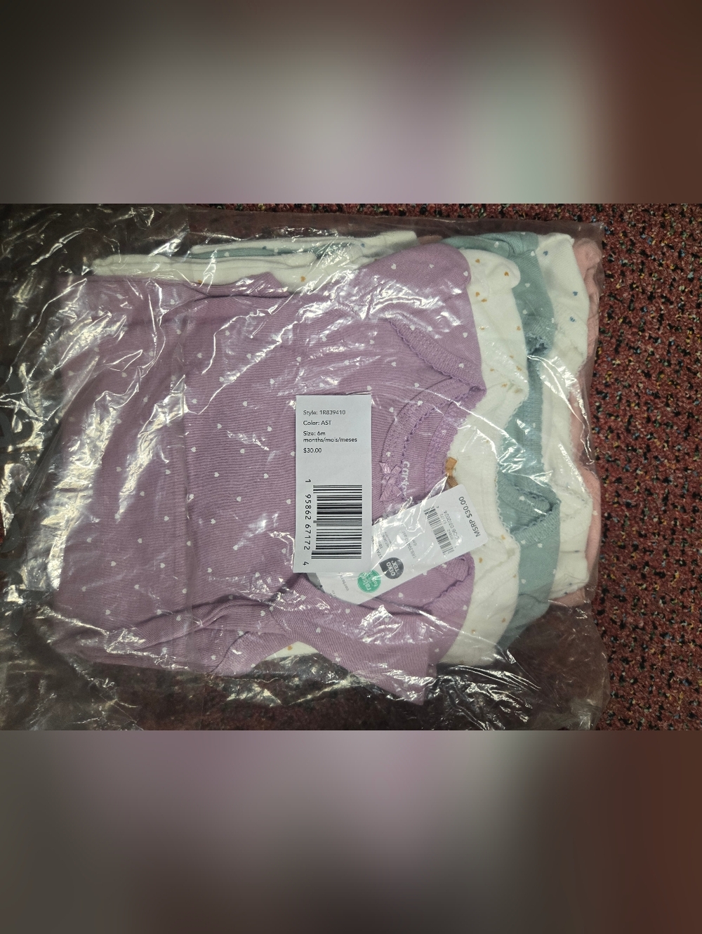 Baby Onesie Pack - Lavender, White, Sage, Pink Polka Dot Set